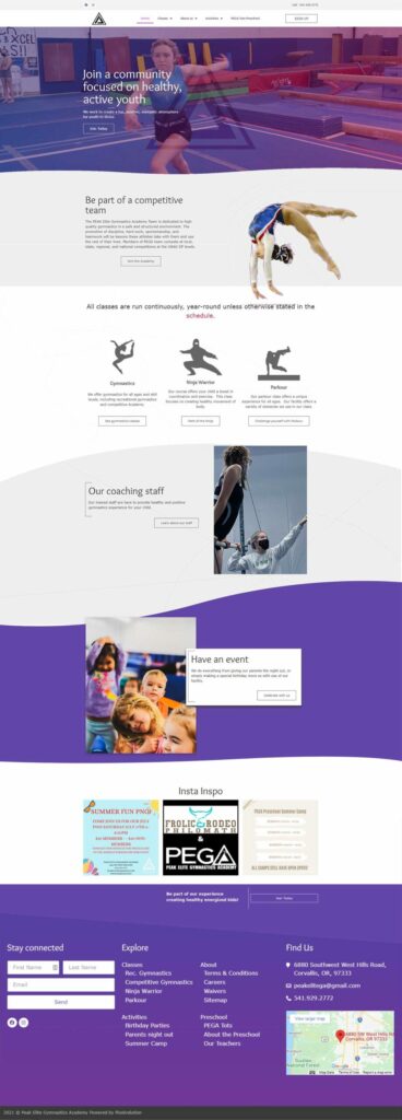 Peak elite web design layout